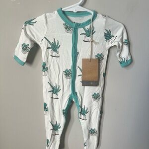 NWT KYTE BABY bamboo Green and White Kids One Piece succulents print
